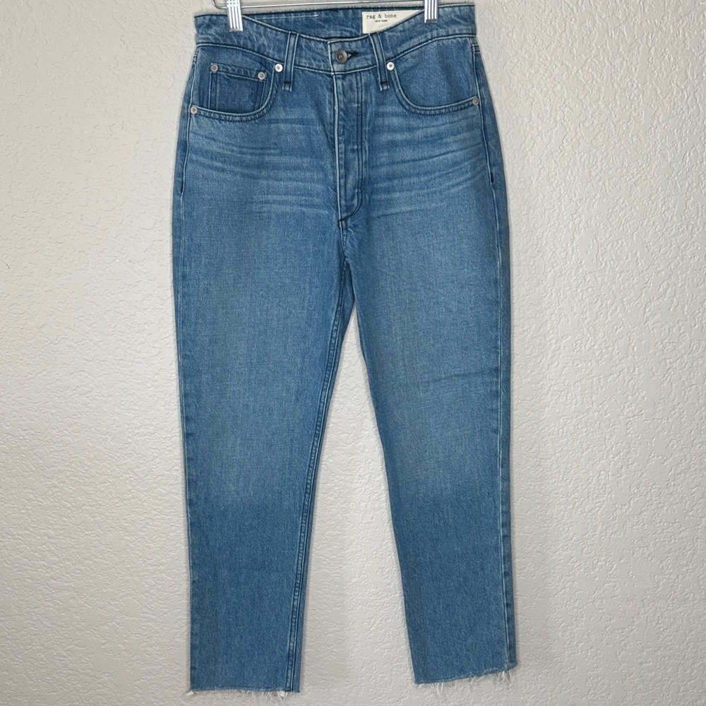 NWT Rag & Bone Nina High Rise Ankle Cigarette Poppy Medium Wash Jeans 26 Button - Picture 2 of 6